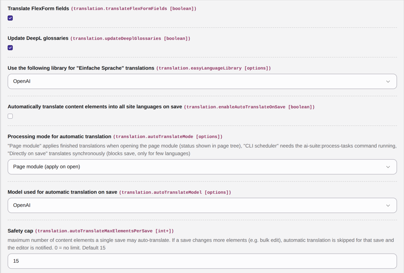 Ein Bildschirm zeigt eine Benutzeroberfläche mit verschiedenen Optionen zur Übersetzung und Bearbeitung von Texten.